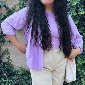 Purple Lilac long Sleeve Button Down XXL Women